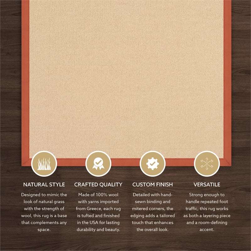 Linon Empire Machine Tufted Wool 5'x8' Rug in Natural and Burnt Orange