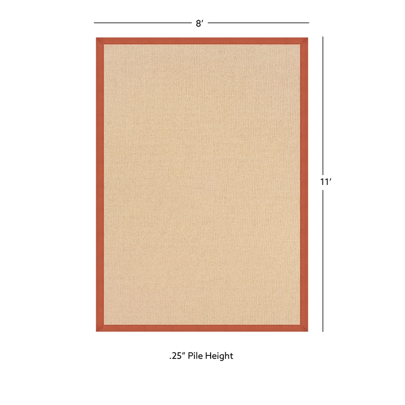 Linon Empire Machine Tufted Wool 8'x11' Rug in Natural and Burnt Orange