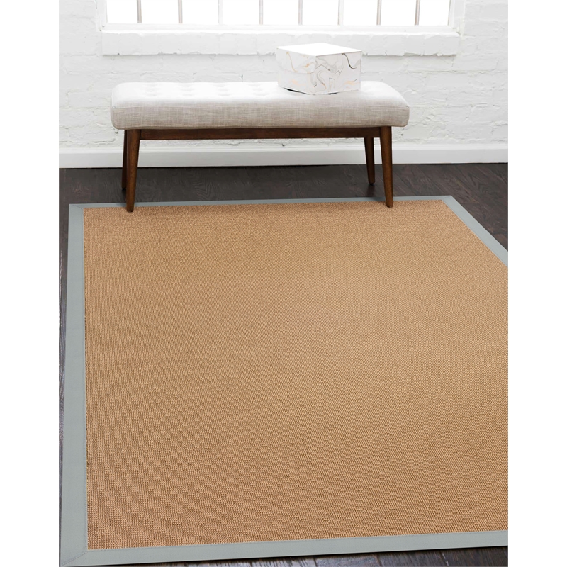 Linon Empire Machine Tufted Wool 5'x8' Rug in Cork Brown and Ice Blue