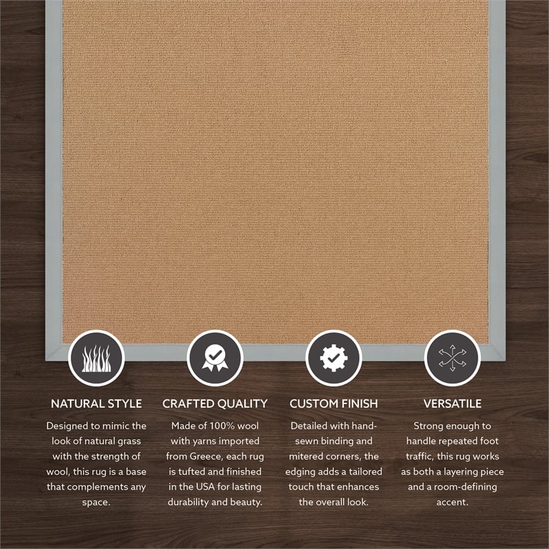 Linon Empire Machine Tufted Wool 5'x8' Rug in Cork Brown and Ice Blue