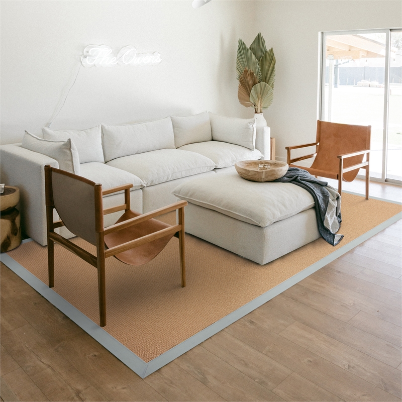 Linon Empire Machine Tufted Wool 8'x11' Rug in Cork Brown and Ice Blue