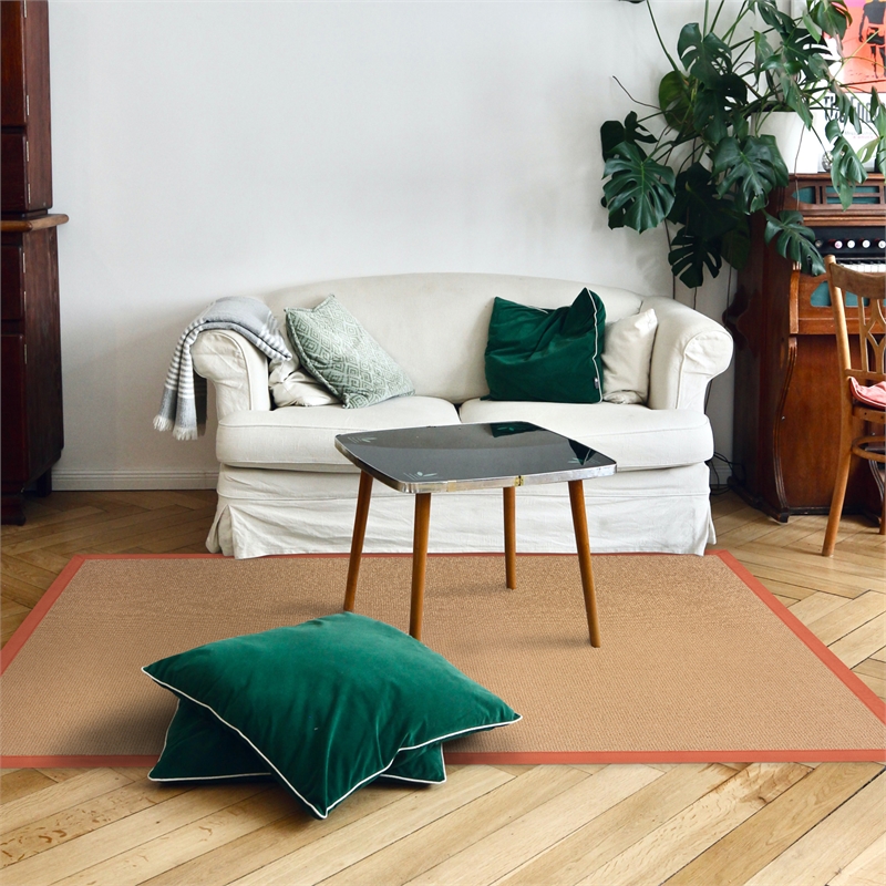 Linon Empire Machine Tufted Wool 4'x6' Rug in Cork Brown and Burnt Orange