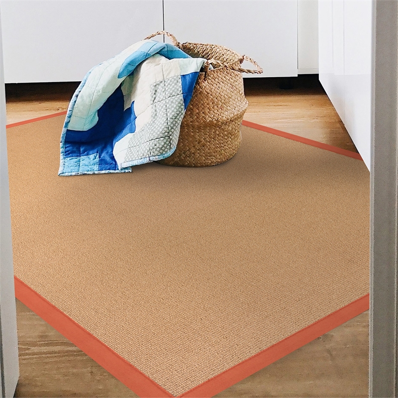 Linon Empire Machine Tufted Wool 4'x6' Rug in Cork Brown and Burnt Orange