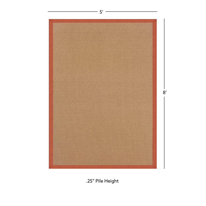 Linon Empire Machine Tufted Wool 5'x8' Rug in Cork Brown and Burnt Orange
