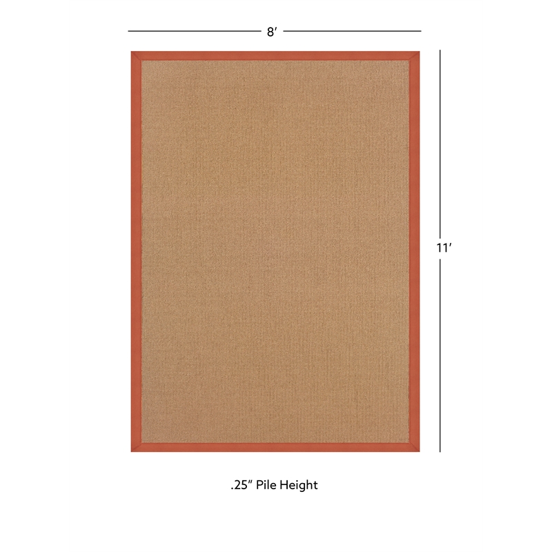 Linon Empire Machine Tufted Wool 8'x11' Rug in Cork Brown and Burnt Orange