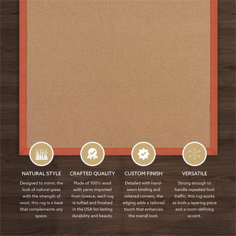 Linon Empire Machine Tufted Wool 8'x11' Rug in Cork Brown and Burnt Orange