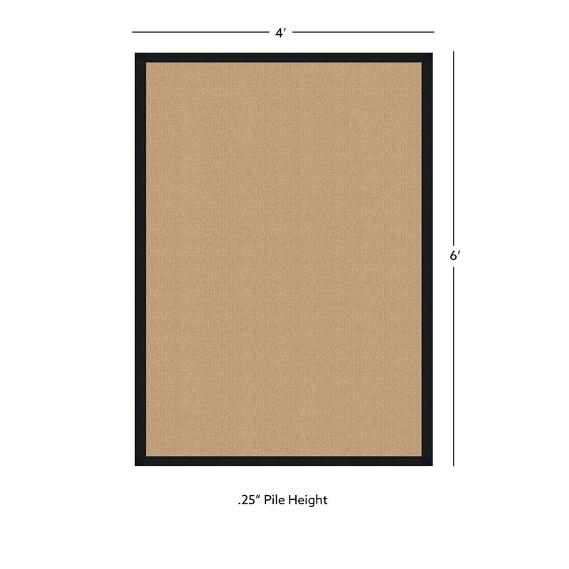 Linon Empire Machine Tufted Wool 4'x6' Rug in Sisal and Black