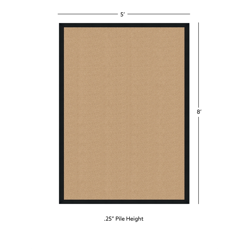 Linon Empire Machine Tufted Wool 5'x8' Rug in Sisal and Black