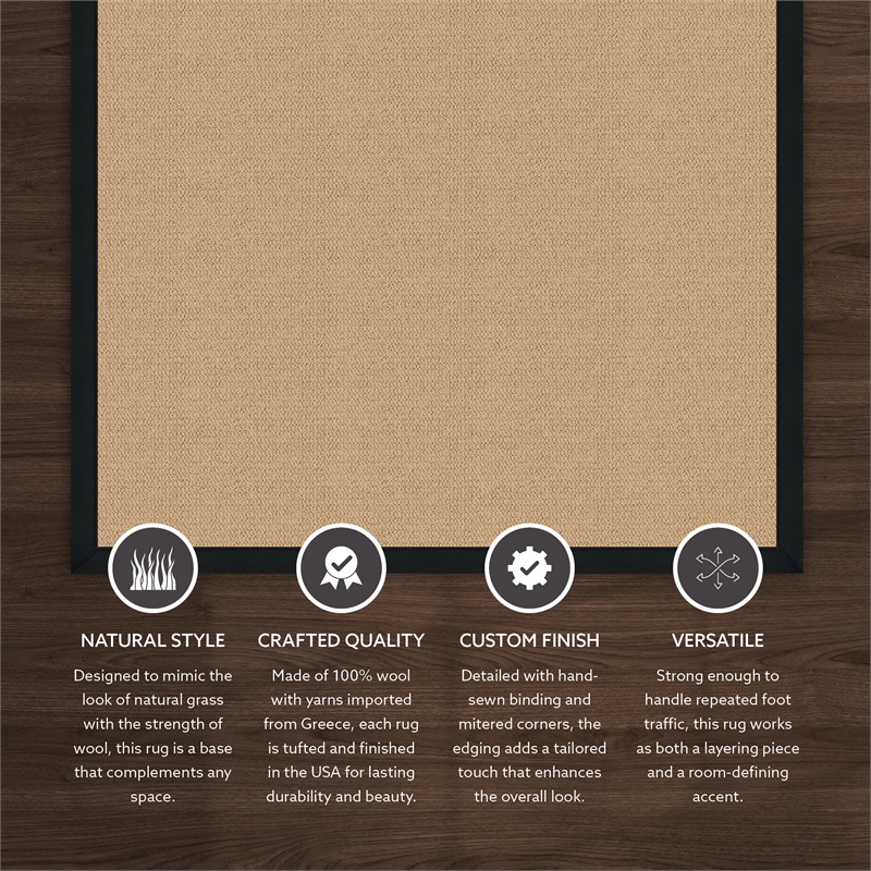 Linon Empire Machine Tufted Wool 5'x8' Rug in Sisal and Black