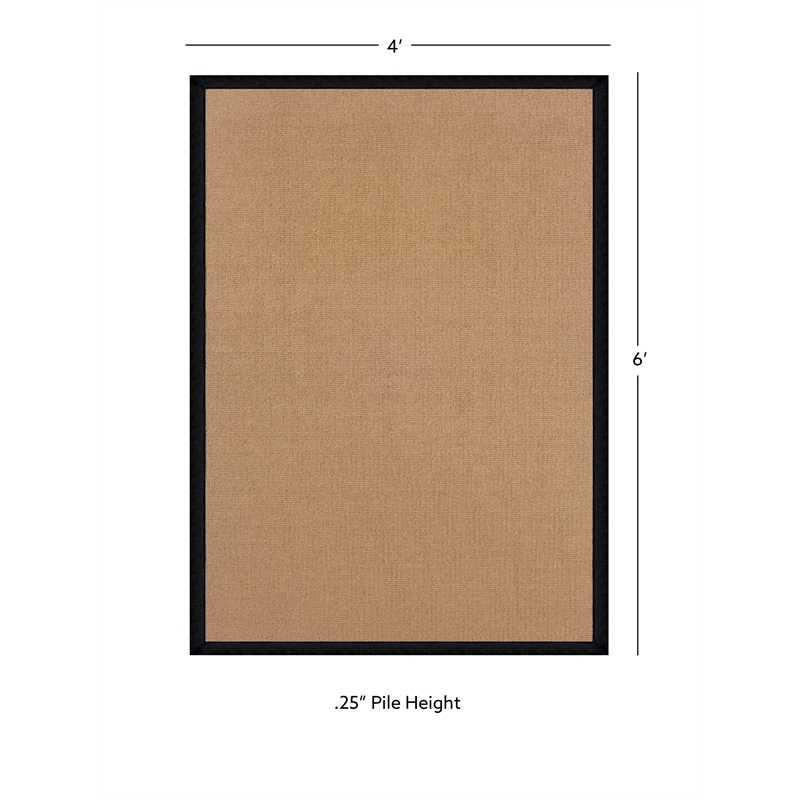 Linon Empire Machine Tufted Wool 4'x6' Rug in Cork Brown and Black Leather