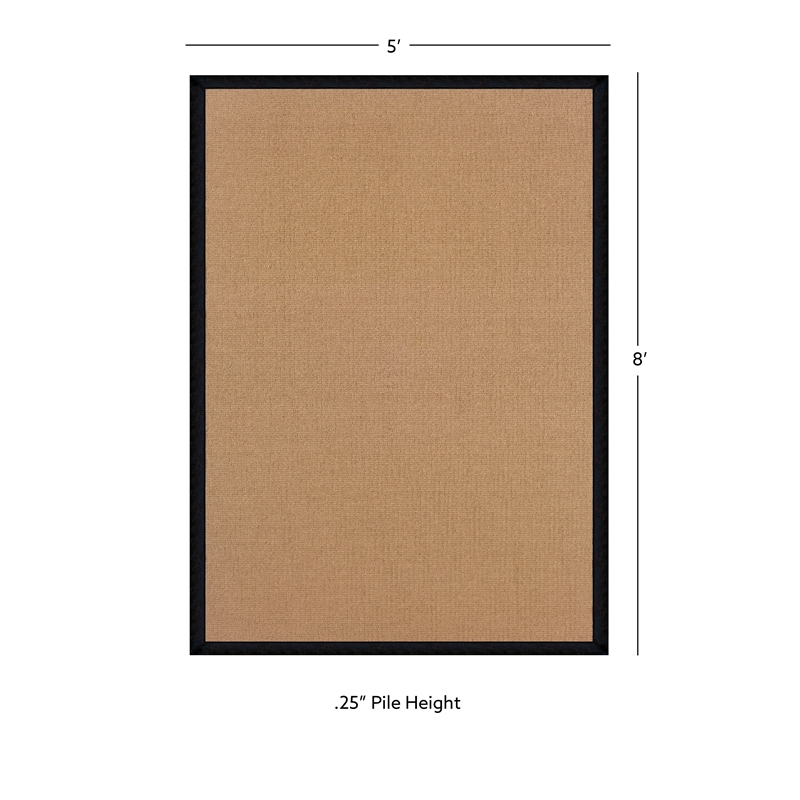 Linon Empire Machine Tufted Wool 5'x8' Rug in Cork Brown and Black Leather