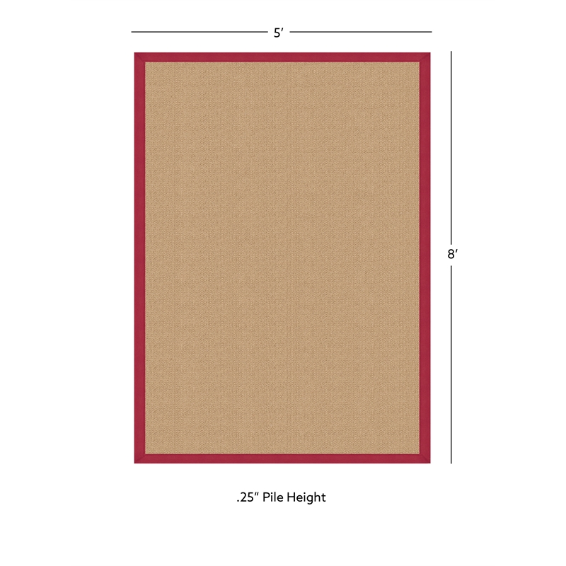 Linon Empire Machine Tufted Wool 5'x8' Rug in Sisal and Red