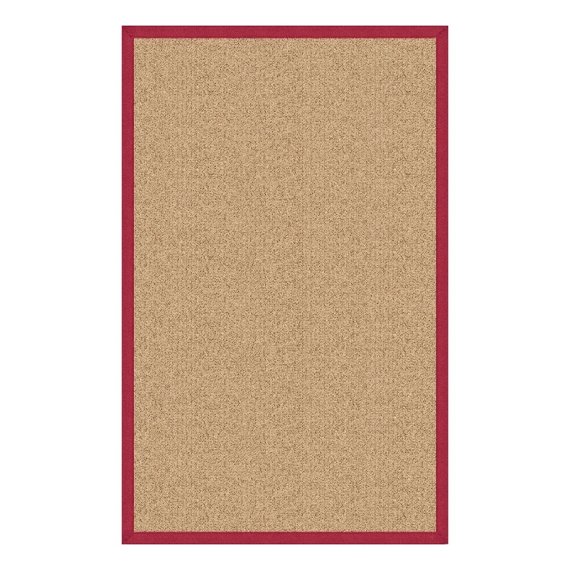 Linon Empire Machine Tufted Wool 5'x8' Rug in Sisal and Red