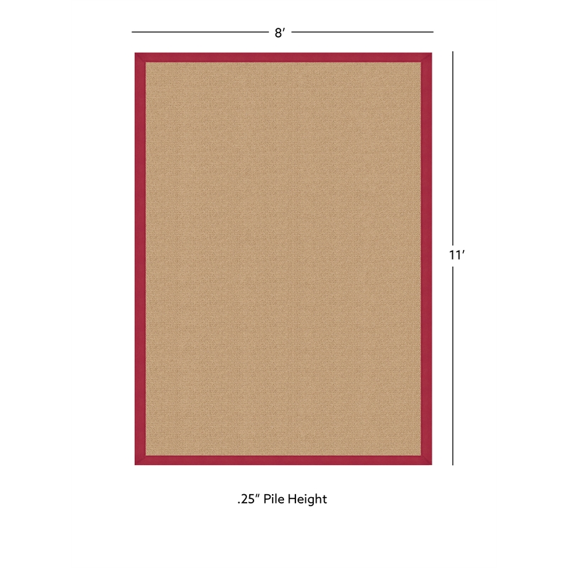 Linon Empire Machine Tufted Wool 8'x11' Rug in Sisal and Red