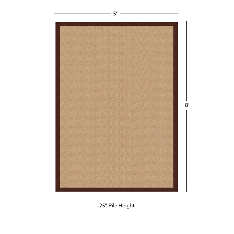 Linon Empire Machine Tufted Wool 5'x8' Rug in Sisal and Brown