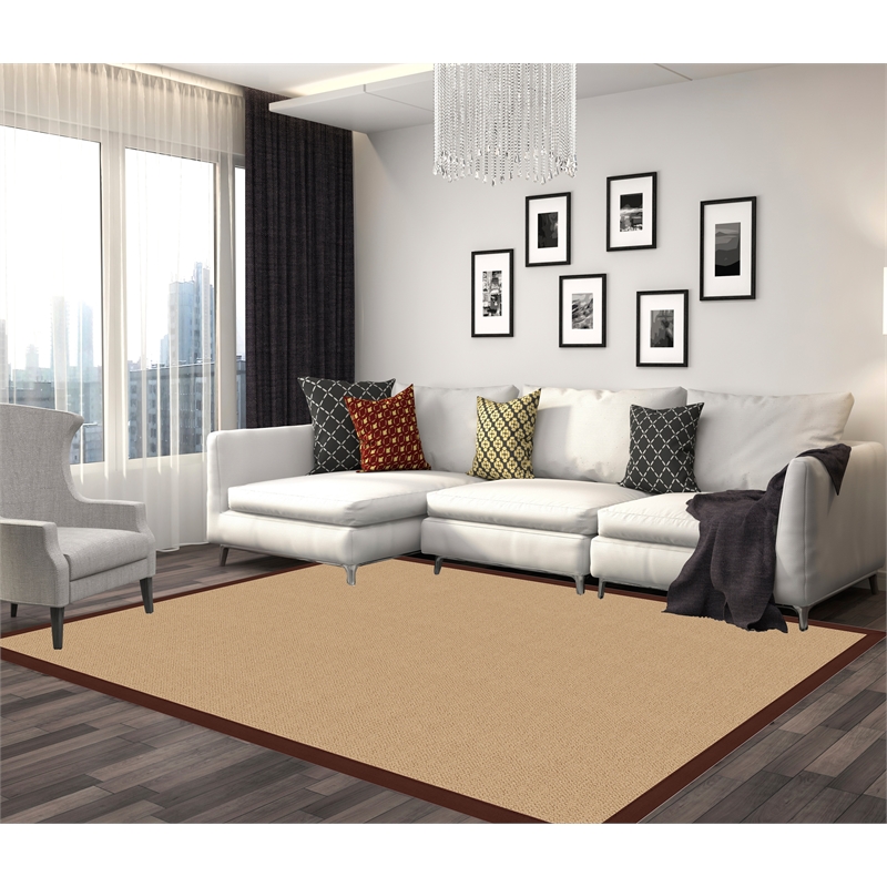 Linon Empire Machine Tufted Wool 8'x11' Rug in Sisal and Brown