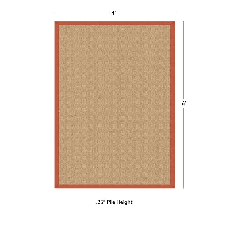 Linon Empire Machine Tufted Wool 4'x6' Rug in Sisal and Burnt Orange