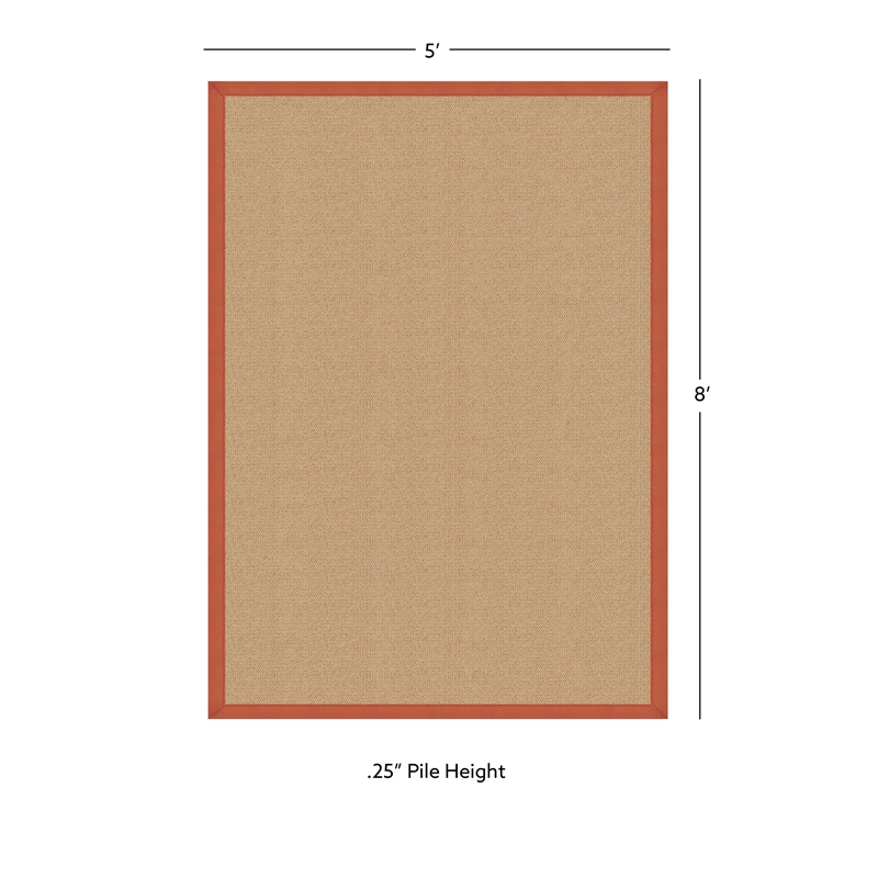 Linon Empire Machine Tufted Wool 5'x8' Rug in Sisal and Burnt Orange