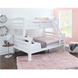 Linon Levi Solid Pine Wood Twin over Full Bunk Bed in Sleek White Finish