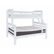 Linon Levi Solid Pine Wood Twin over Full Bunk Bed in Sleek White Finish