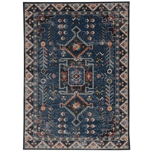 Linon Washable Lee Polyester 2'x3' Rug in Navy