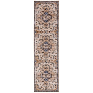 Linon Washable Wright Polyester 2'x8' Rug in Ivory