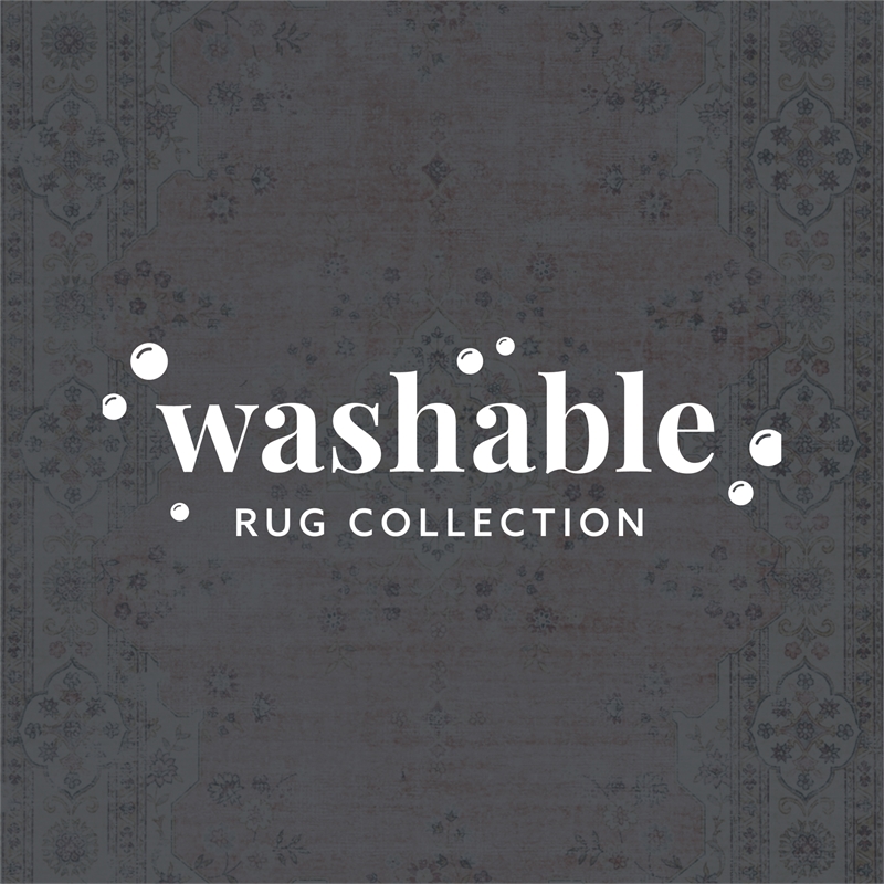 Linon Washable Blanche Polyester 5'x7' Rug in Pink