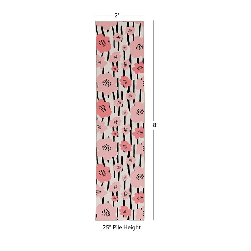 Linon Washable Lauren Polyester 2'x8' Rug in Ivory