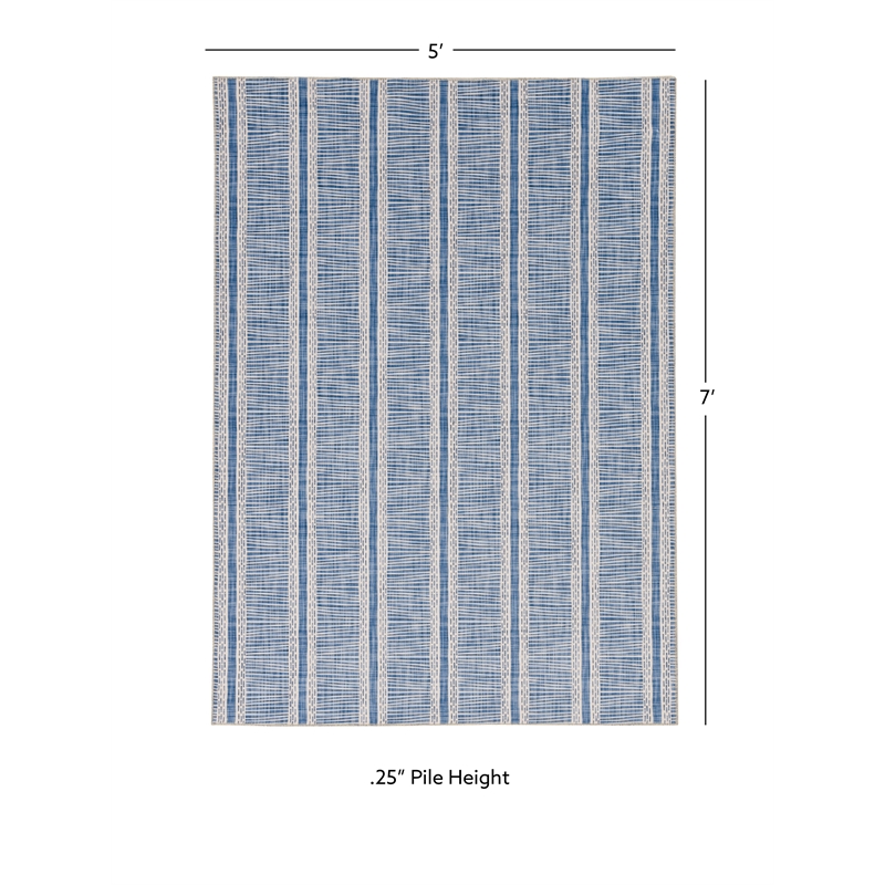 Linon Washable Walton Polyester 5'x7' Rug in Ivory