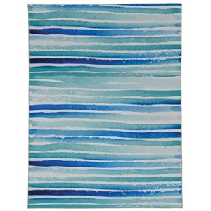 Linon Washable Larson Polyester 5'x7' Rug in Ivory