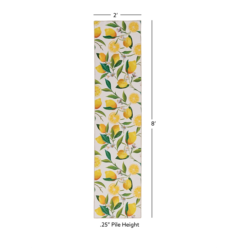 Linon Washable Saylor Polyester 2'x8' Rug in Ivory