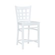 Linon Flint Set of 2 Lattice Back Counter Stools in Glossy White Beechwood
