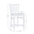 Linon Flint Set of 2 Lattice Back Counter Stools in Glossy White Beechwood