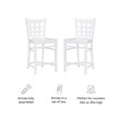 Linon Flint Set of 2 Lattice Back Counter Stools in Glossy White Beechwood