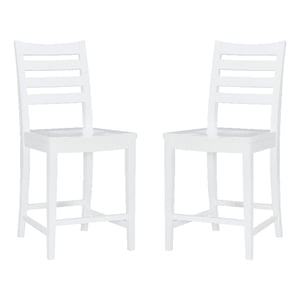 Linon Elder Commercial Grade Set of Two Counter Stools in White Beechwood