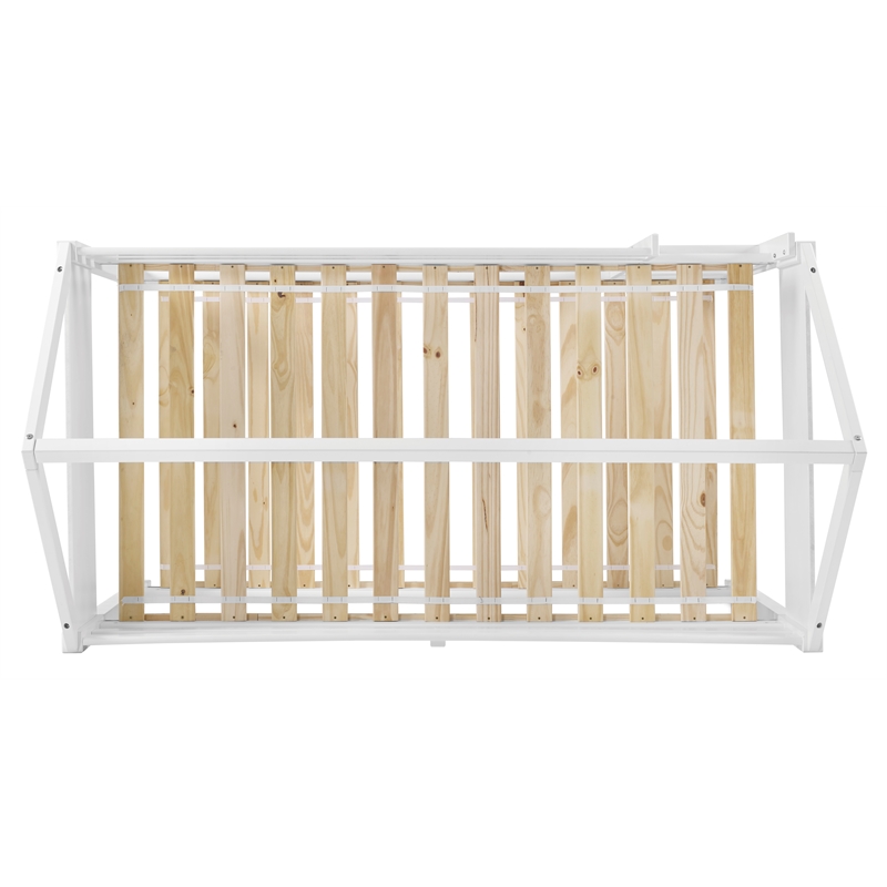 Linon Merritt Wood Youth Twin Bunkbed with Guard Rail on Top in White