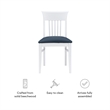 Linon Walcott Set of 2 Slat Back Dining Chairs Faux Leather Seats in White Wood