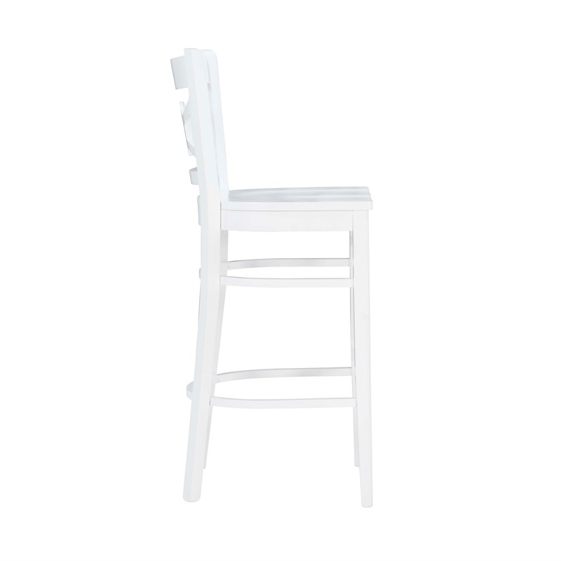Linon Ederlee Commercial Grade Set of Two Barstools in Crisp White Solid Wood