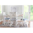Linon Maldon Set of Two Slat Back Side Chairs Blue Padded Seats in White Wood