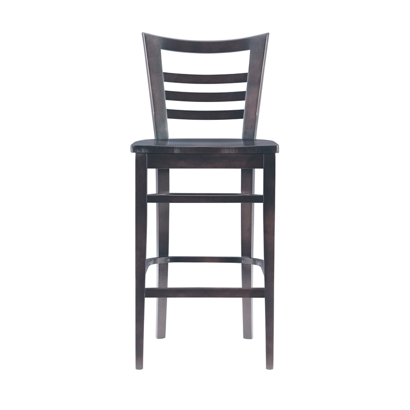 Linon Mabley Solid Wood Commercial Grade Set of Two Barstools in Brown