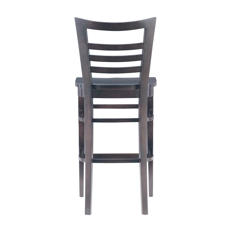 Linon Mabley Solid Wood Commercial Grade Set of Two Barstools in Brown