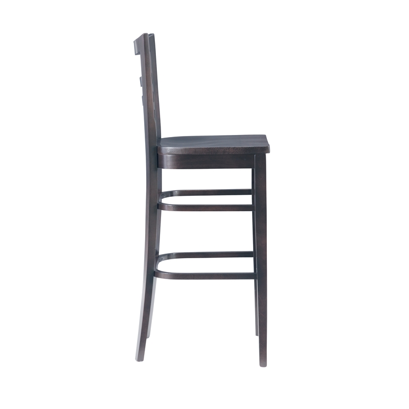 Linon Mabley Solid Wood Commercial Grade Set of Two Barstools in Brown
