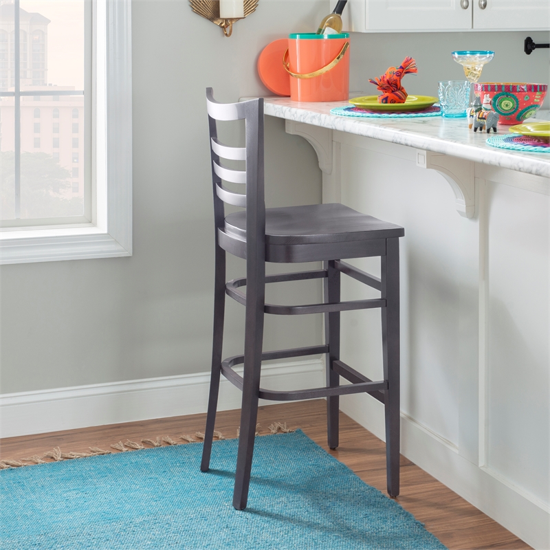 Linon Mabley Solid Wood Commercial Grade Set of Two Barstools in Brown