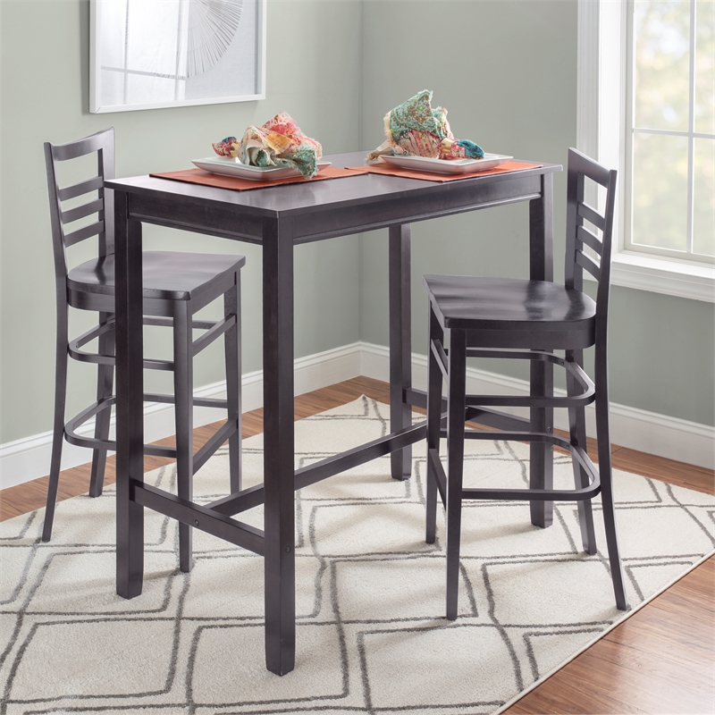 Linon Mabley Solid Wood Commercial Grade Set of Two Barstools in Brown