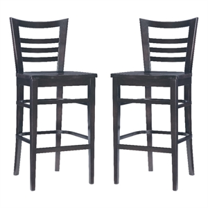 Linon Mabley Solid Wood Commercial Grade Set of Two Barstools in Brown