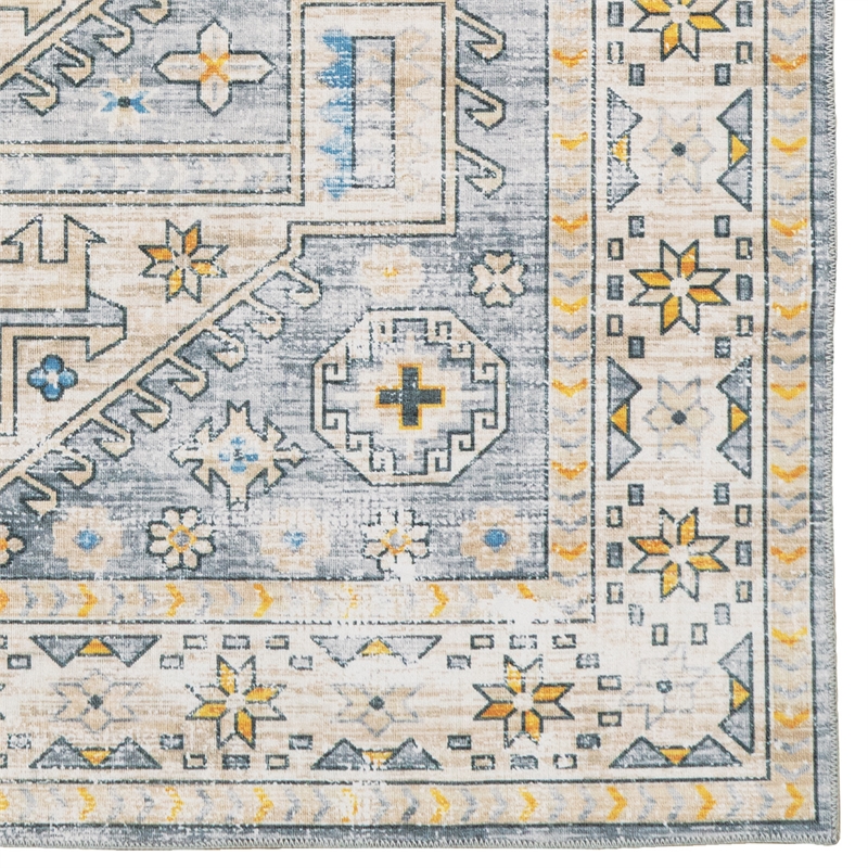 Linon Washable Kirby Polyester 3'x5' Rug in Gray