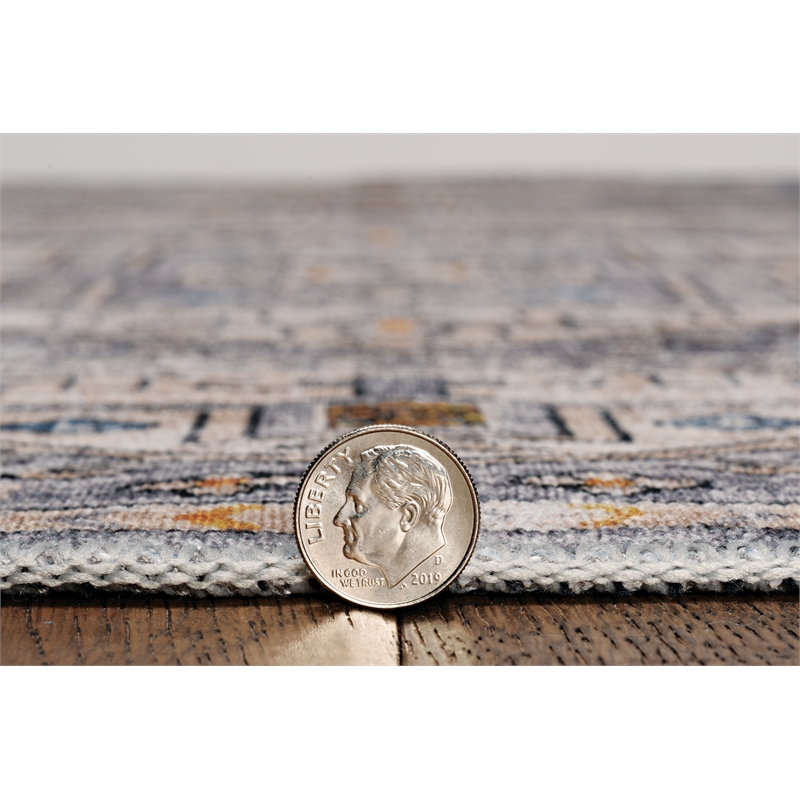 Linon Washable Kirby Polyester 3'x5' Rug in Gray
