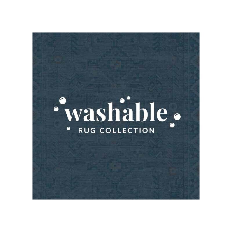 Linon Washable Wills Polyester 3'x5' Rug in Gray
