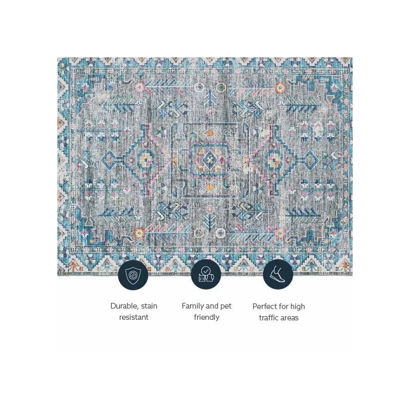 Linon Washable Wills Polyester 5'x7' Rug in Gray