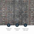 Linon Washable Buford Polyester 2'x8' Rug in Teal Blue